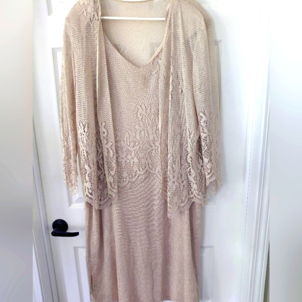 Vintage Jeffrey N Dara Elegant Lace Overlay Dress with Lace Jacket